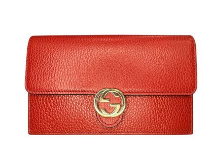 Gucci Red Leather Interlocking GG Crossbody - Clairely Amazing