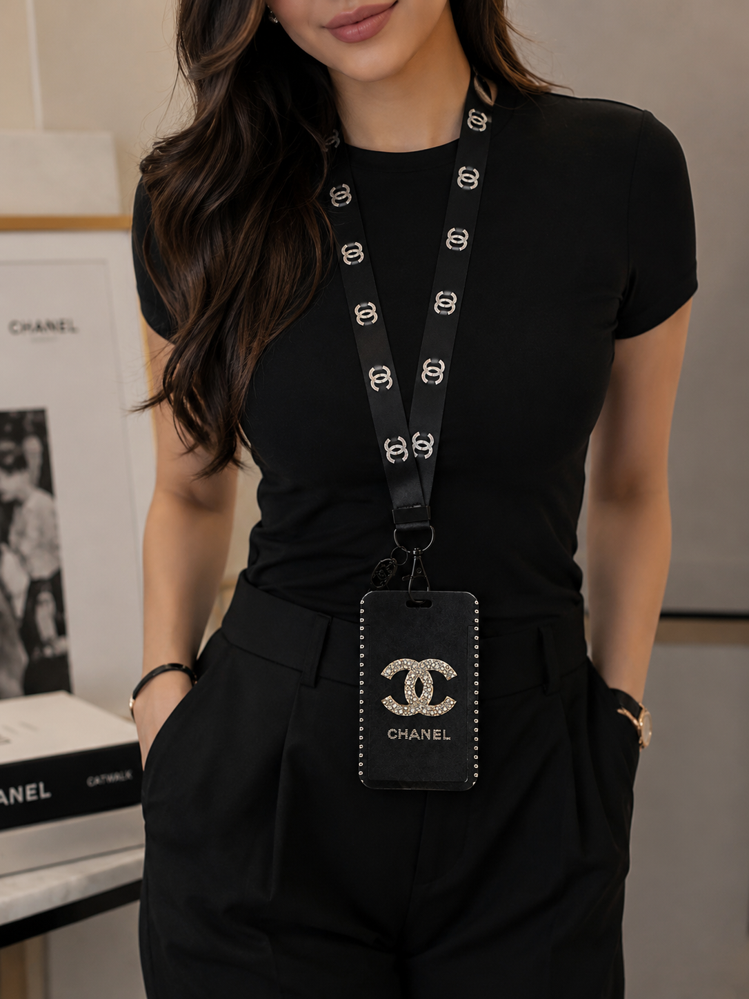 Luxury Fashion-Inspired Lanyard with ID Badge Holder
