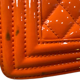 Chanel Patent Calfskin Quilted Medium Plexiglass Boy Flap Orange - Clairely Amazing