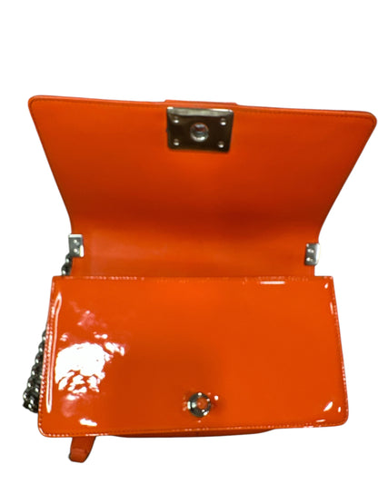 Chanel Patent Calfskin Quilted Medium Plexiglass Boy Flap Orange - Clairely Amazing