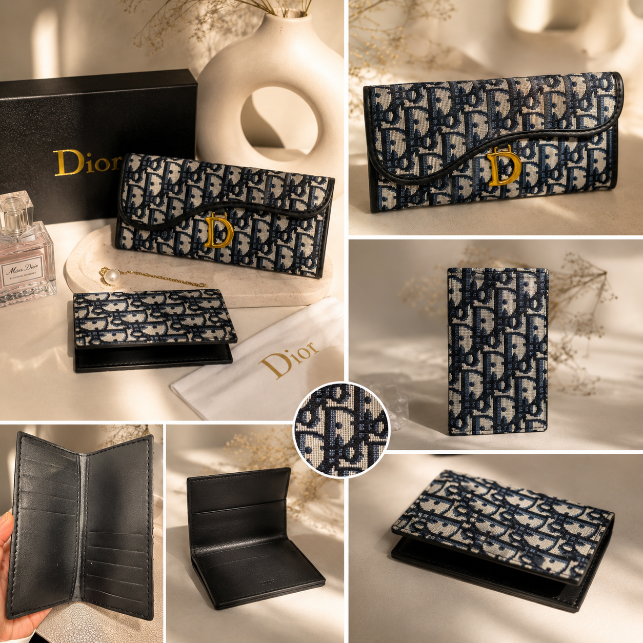 Fashion Monogram Wallet & Checkbook Holder Set – Navy