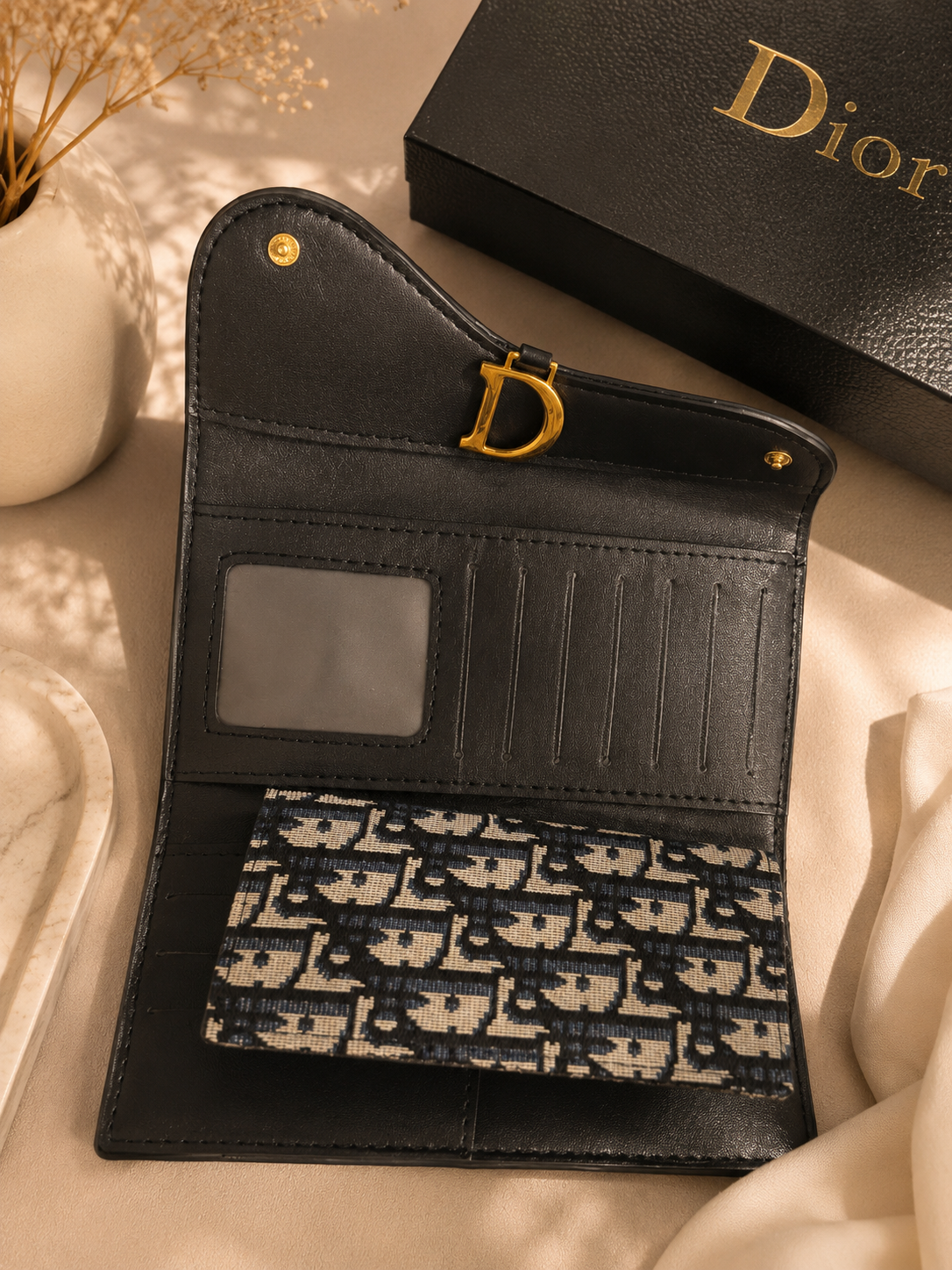 Fashion Monogram Wallet & Checkbook Holder Set – Navy