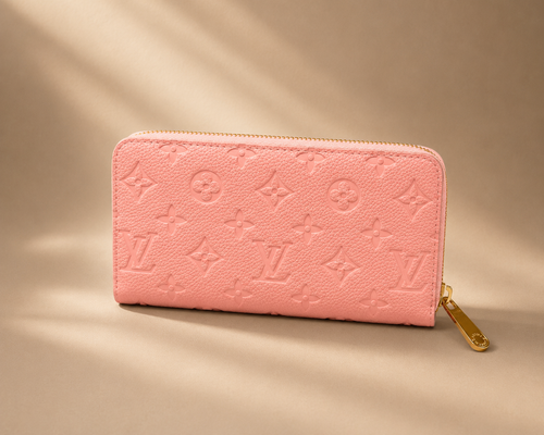 Fashion Pink Monogram Zip Around Wallet