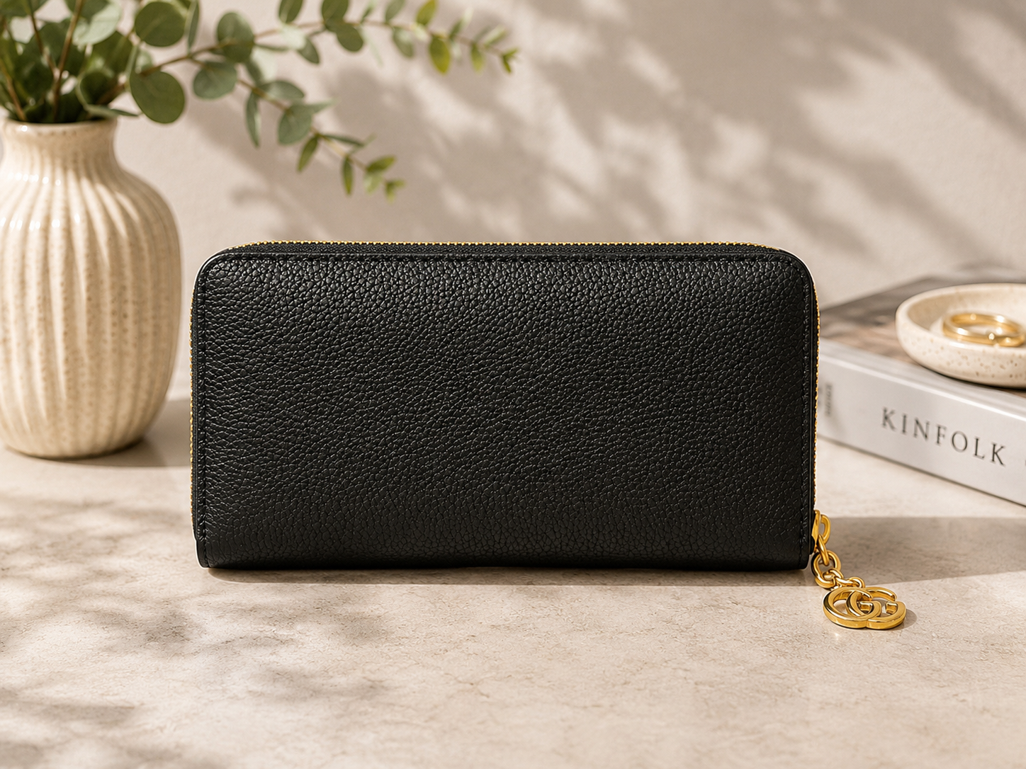 Fashion Pebbled Zip Around Long Wallet – Black