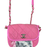 Chanel 21S Neon Pink Denim Small Messenger Bag - Clairely Amazing