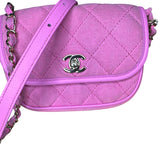 Chanel 21S Neon Pink Denim Small Messenger Bag - Clairely Amazing