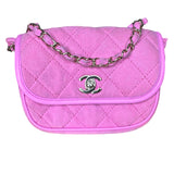 Chanel 21S Neon Pink Denim Small Messenger Bag - Clairely Amazing