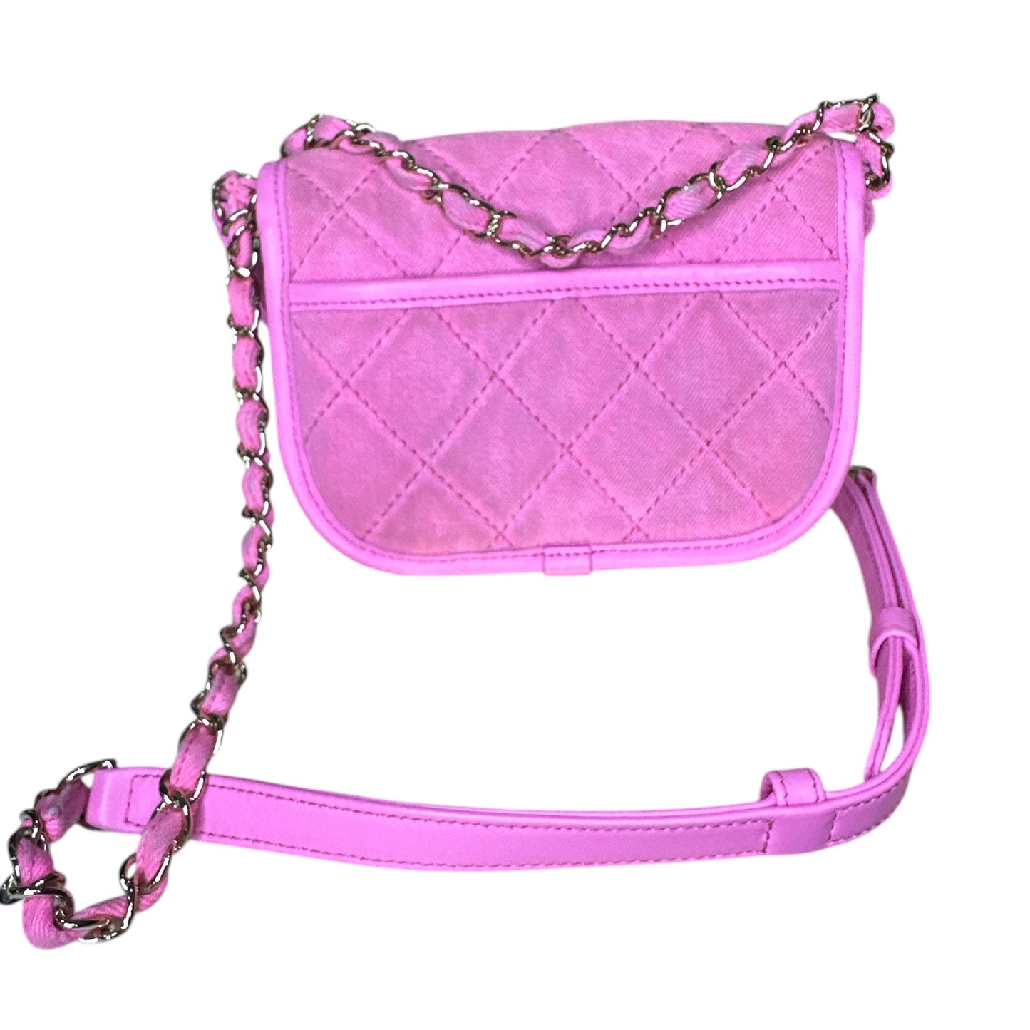Chanel 21S Neon Pink Denim Small Messenger Bag - Clairely Amazing