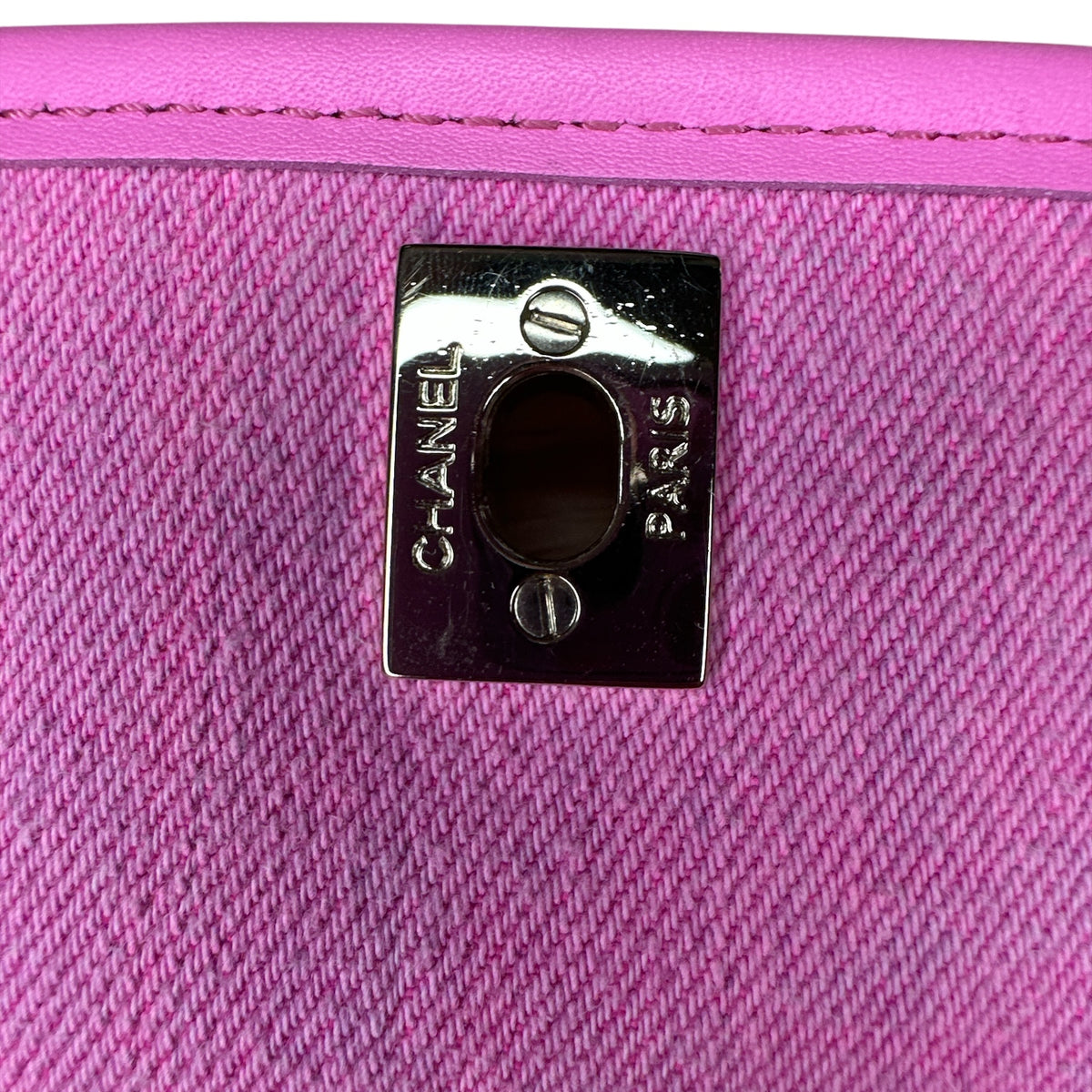 Chanel 21S Neon Pink Denim Small Messenger Bag - Clairely Amazing