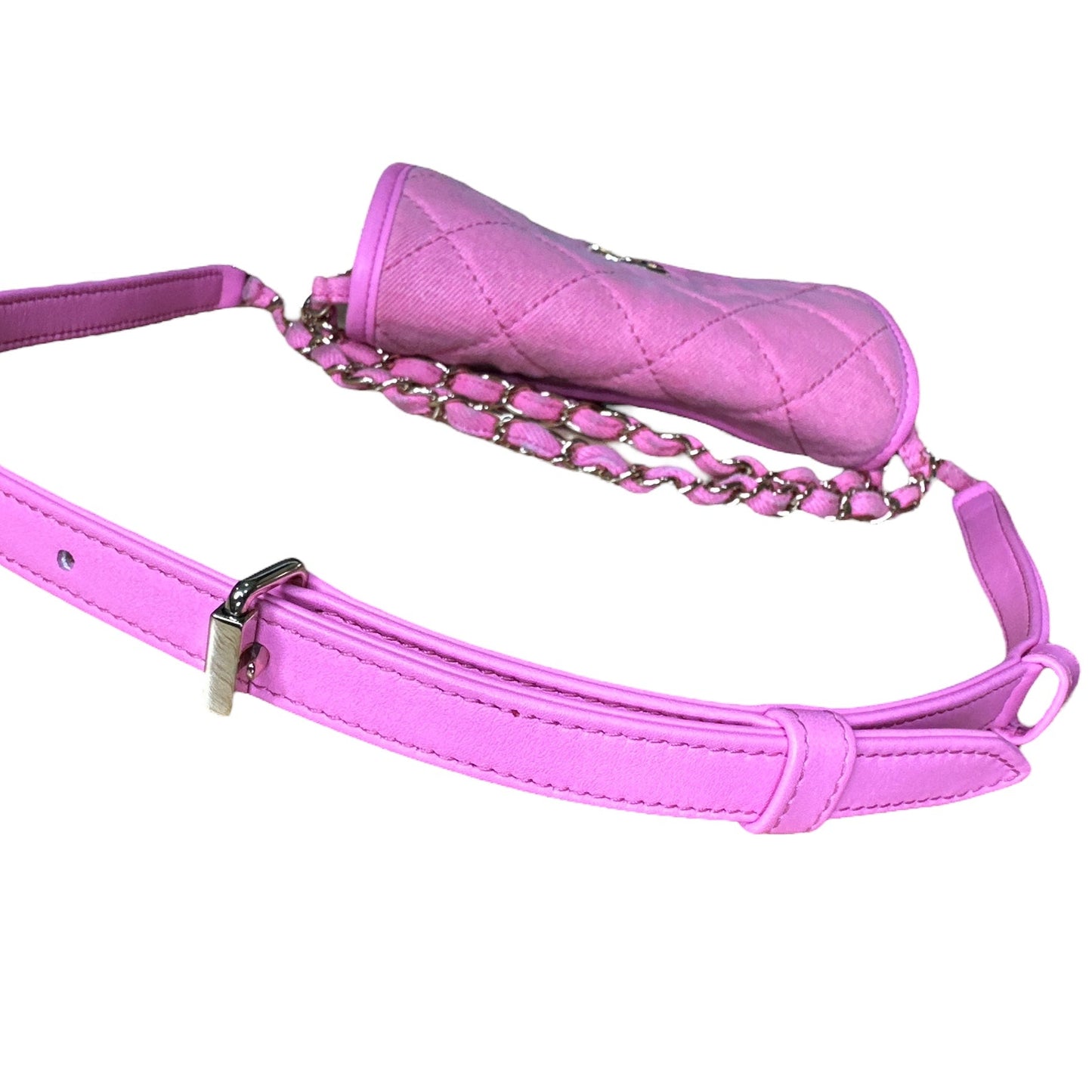 Chanel 21S Neon Pink Denim Small Messenger Bag - Clairely Amazing