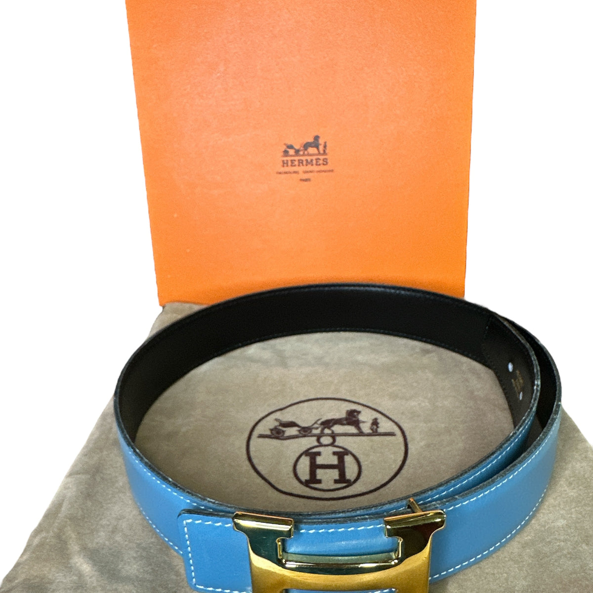 Hermes Blue Belt 65cm Full Set - Clairely Amazing