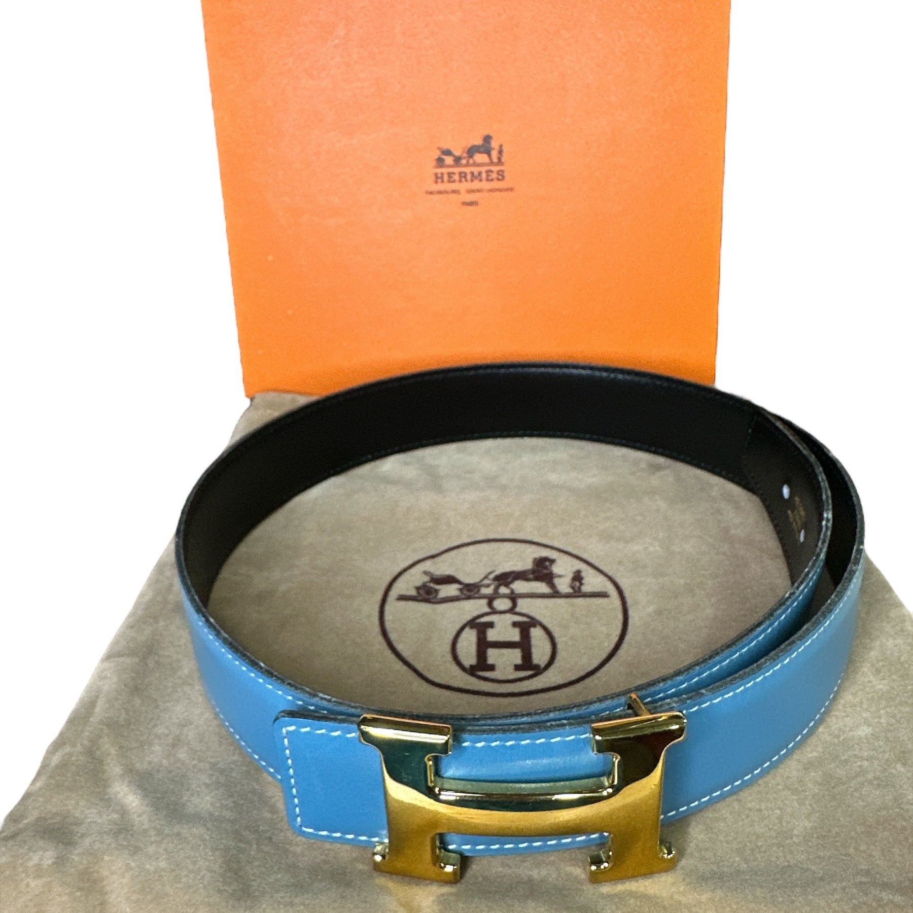 Hermes Blue Belt 65cm Full Set - Clairely Amazing