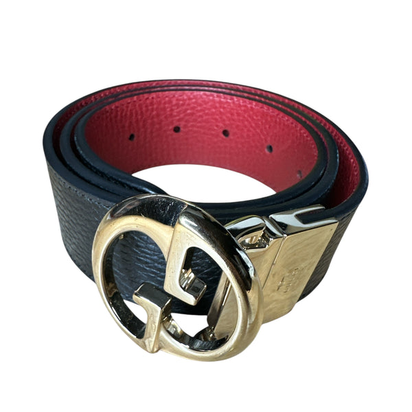 GUCCI Reversible Belt 80/32  Black Red Leather - Clairely Amazing