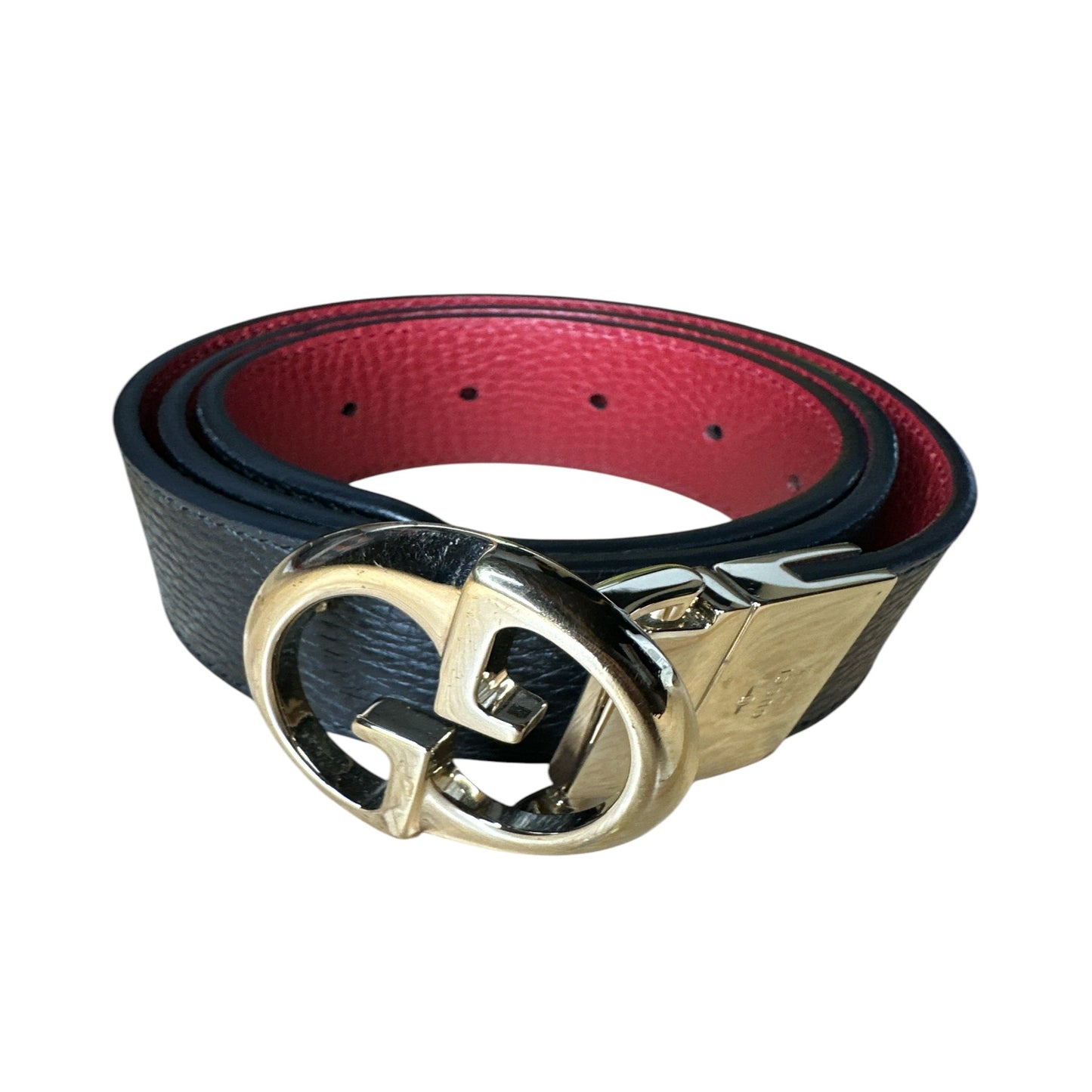 GUCCI Reversible Belt 80/32  Black Red Leather - Clairely Amazing