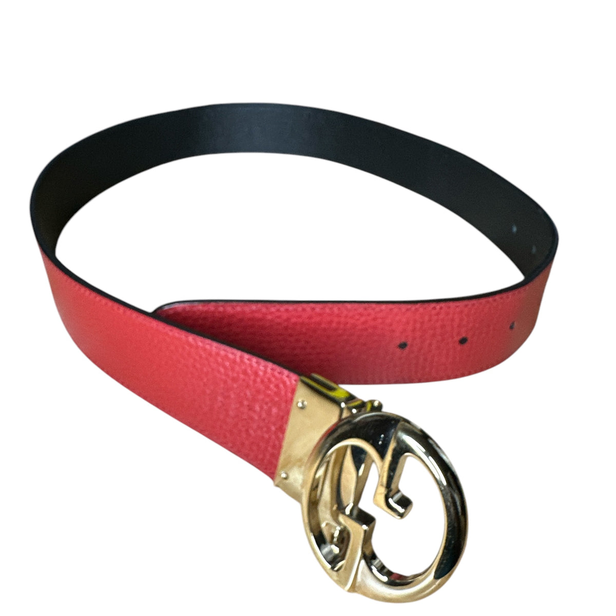 GUCCI Reversible Belt 80/32  Black Red Leather - Clairely Amazing