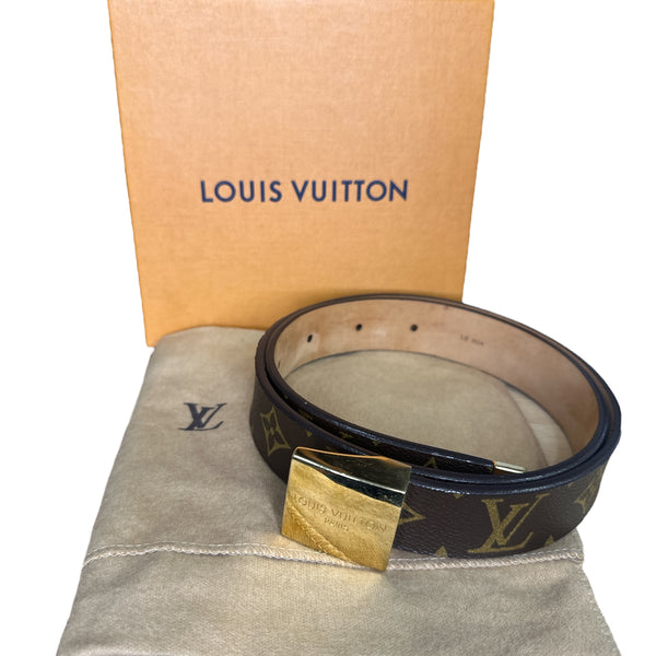 LOUIS VUITTON 
Monogram Ceinture Belt Gold Buckle - Clairely Amazing