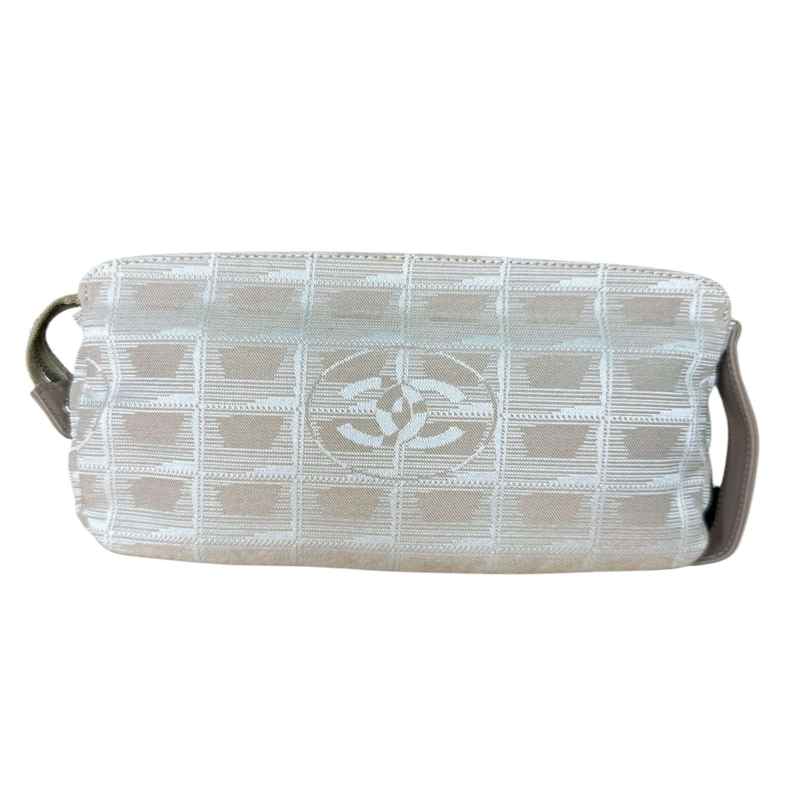 Chanel New Travel Line Nylon Jacquard Pouch Beige - Clairely Amazing