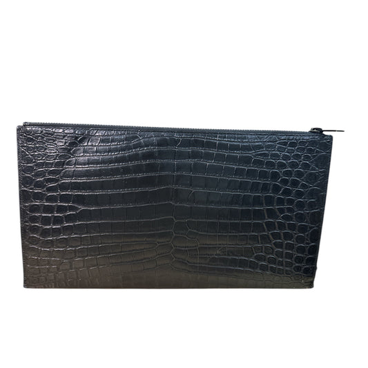 SAINT LAURENT 
Calfskin Crocodile Embossed Zip Mini Tablet Sleeve Black - Clairely Amazing