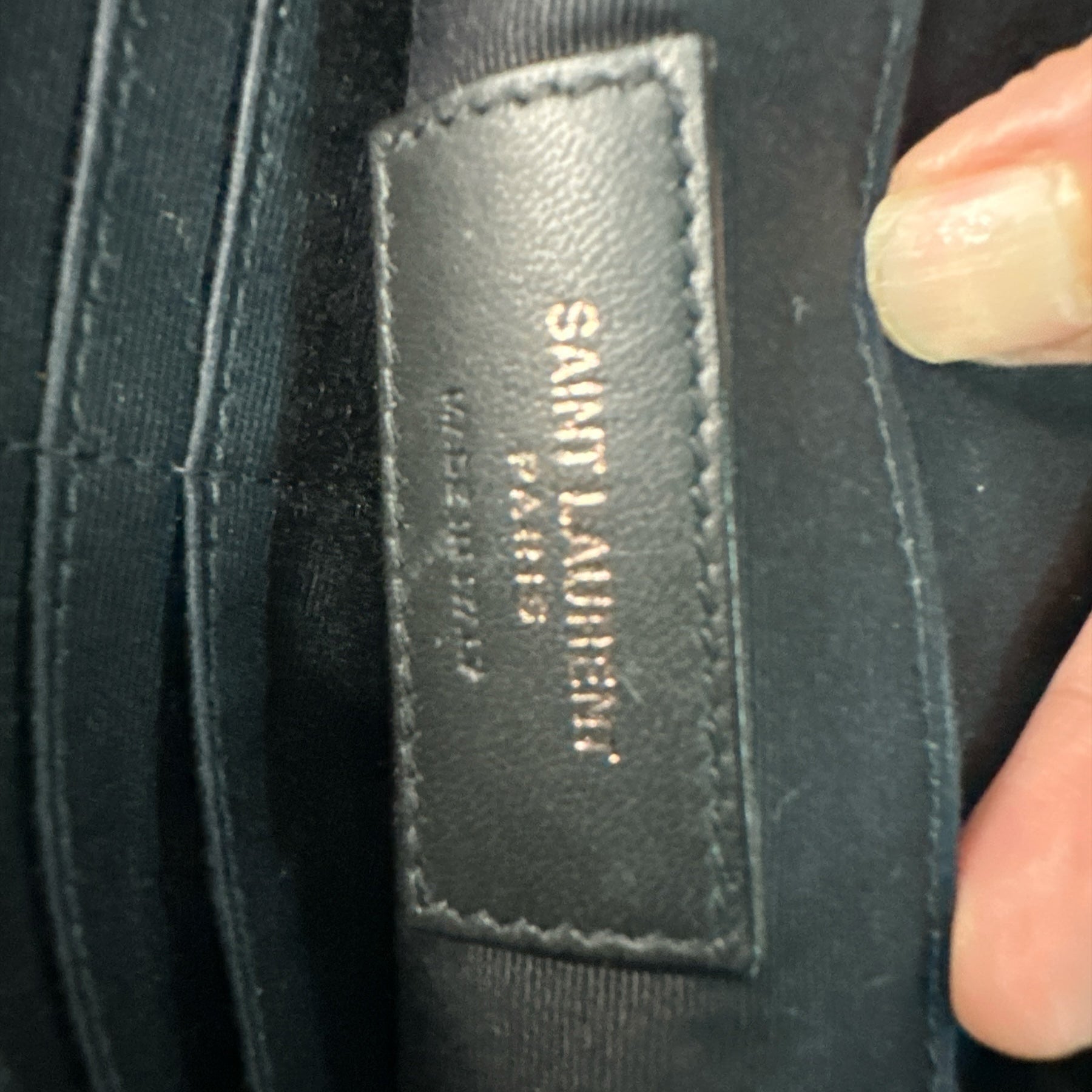 SAINT LAURENT 
Calfskin Crocodile Embossed Zip Mini Tablet Sleeve Black - Clairely Amazing