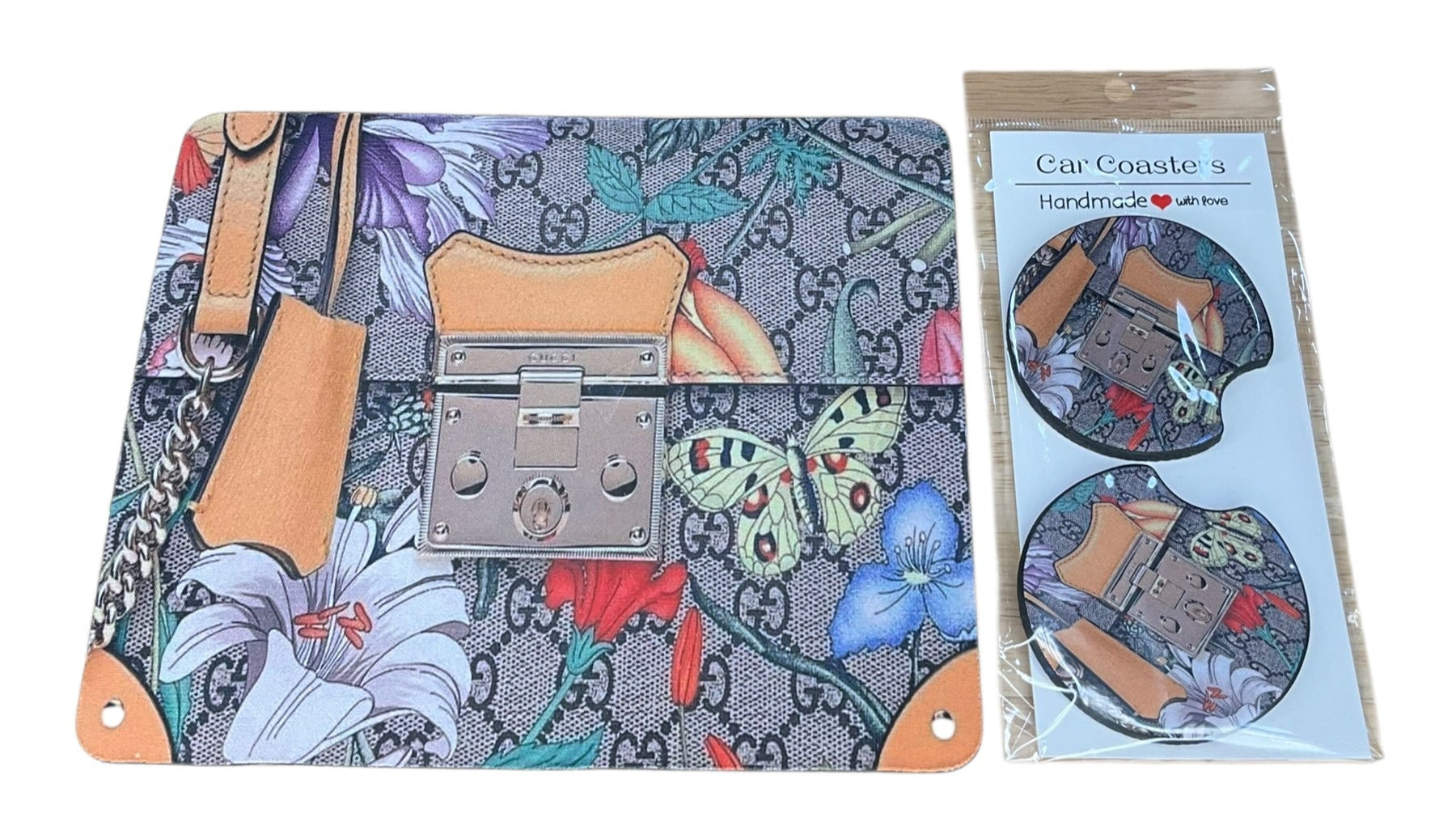 Floral Print Mouse Pad and Coasters Set