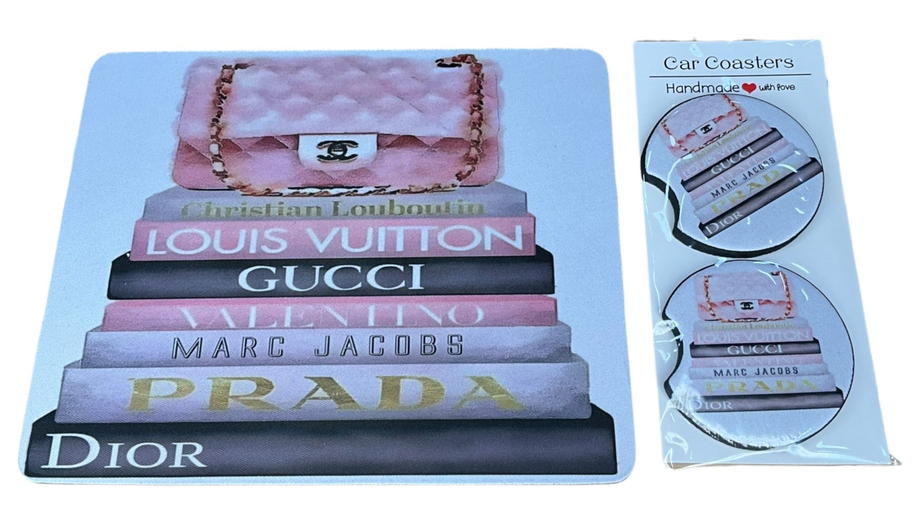 Designer Book Stack Mouse Pad and Coasters Set