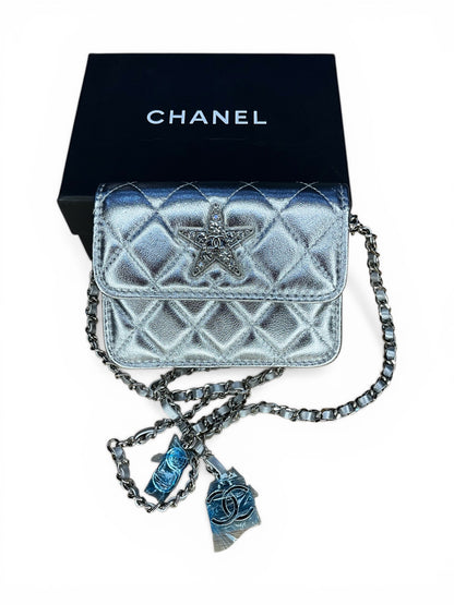 Luxury Metallic Silver Quilted Geo Belt Bag / Crossbody (GWP Edition)