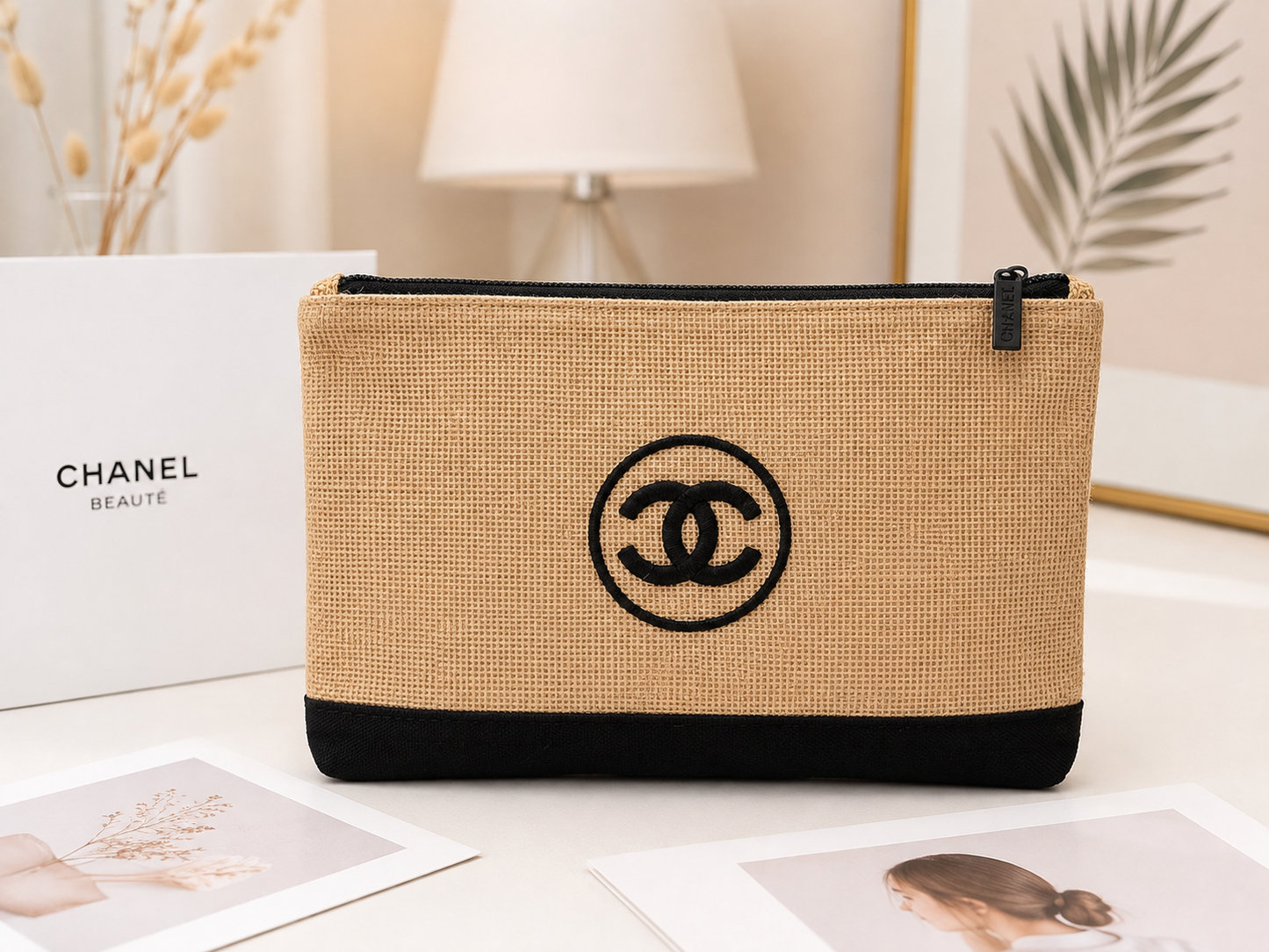 Rare Chanel GWP Linen Cosmetic Pouch – Large Beauty & Travel Organizer