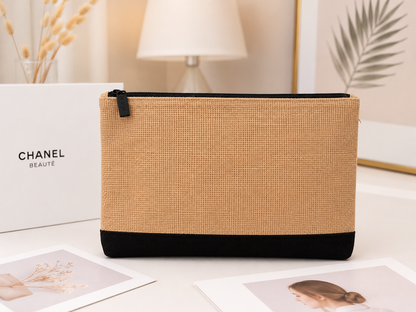 Rare Chanel GWP Linen Cosmetic Pouch – Large Beauty & Travel Organizer