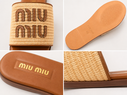 👑Raffia Fashion Slide Sandals with Box | Summer Resort Slides