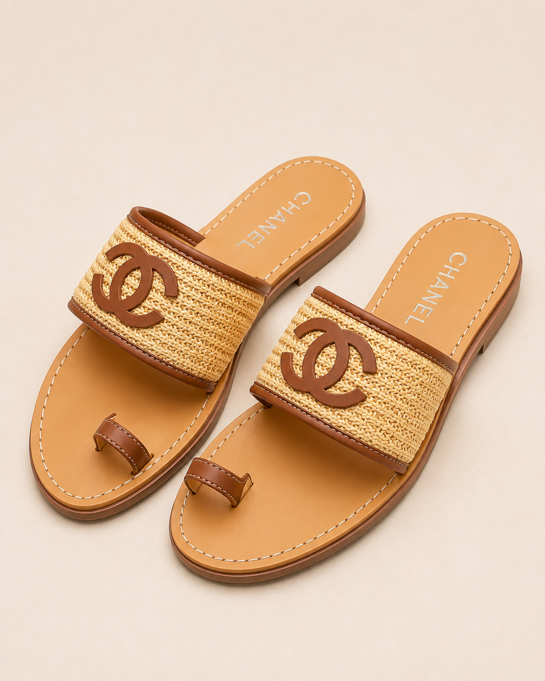 👑Raffia Fashion Slide Sandals with Box | Summer Resort Slides