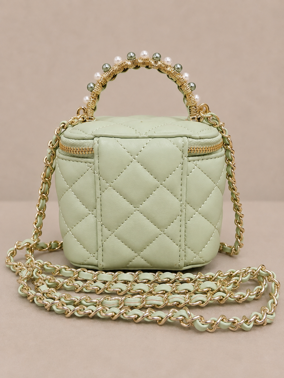 Chanel GWP Mini Vanity Bag with Pearl Handle – Quilted Crossbody (4 Colors)