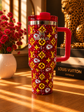 Fashion Red & Yellow 40oz Tumbler with Handle