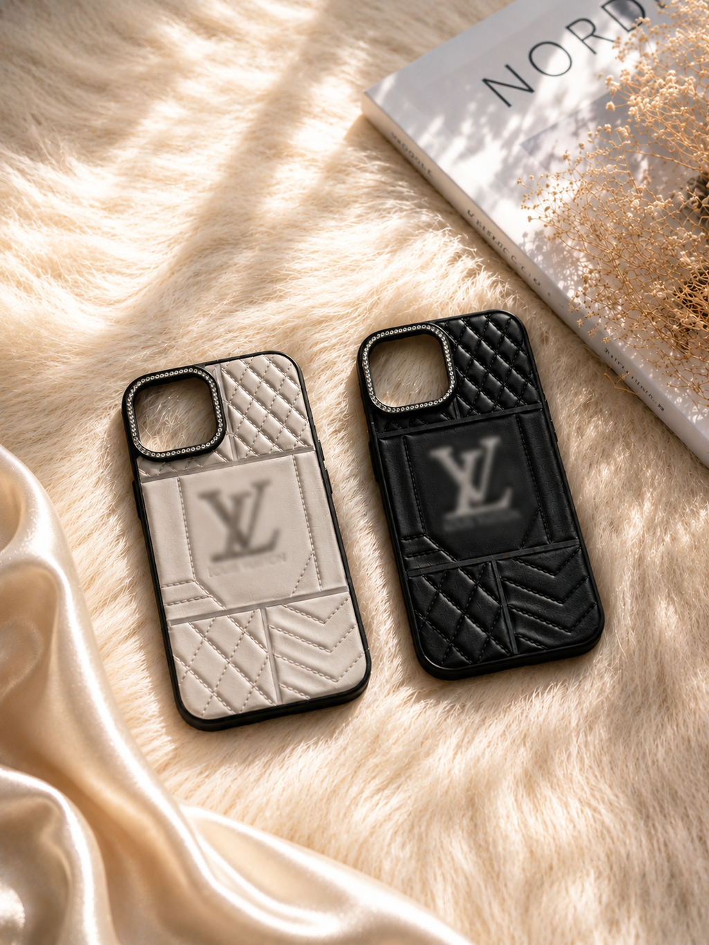 Luxury Quilted Rhinestone Phone Case