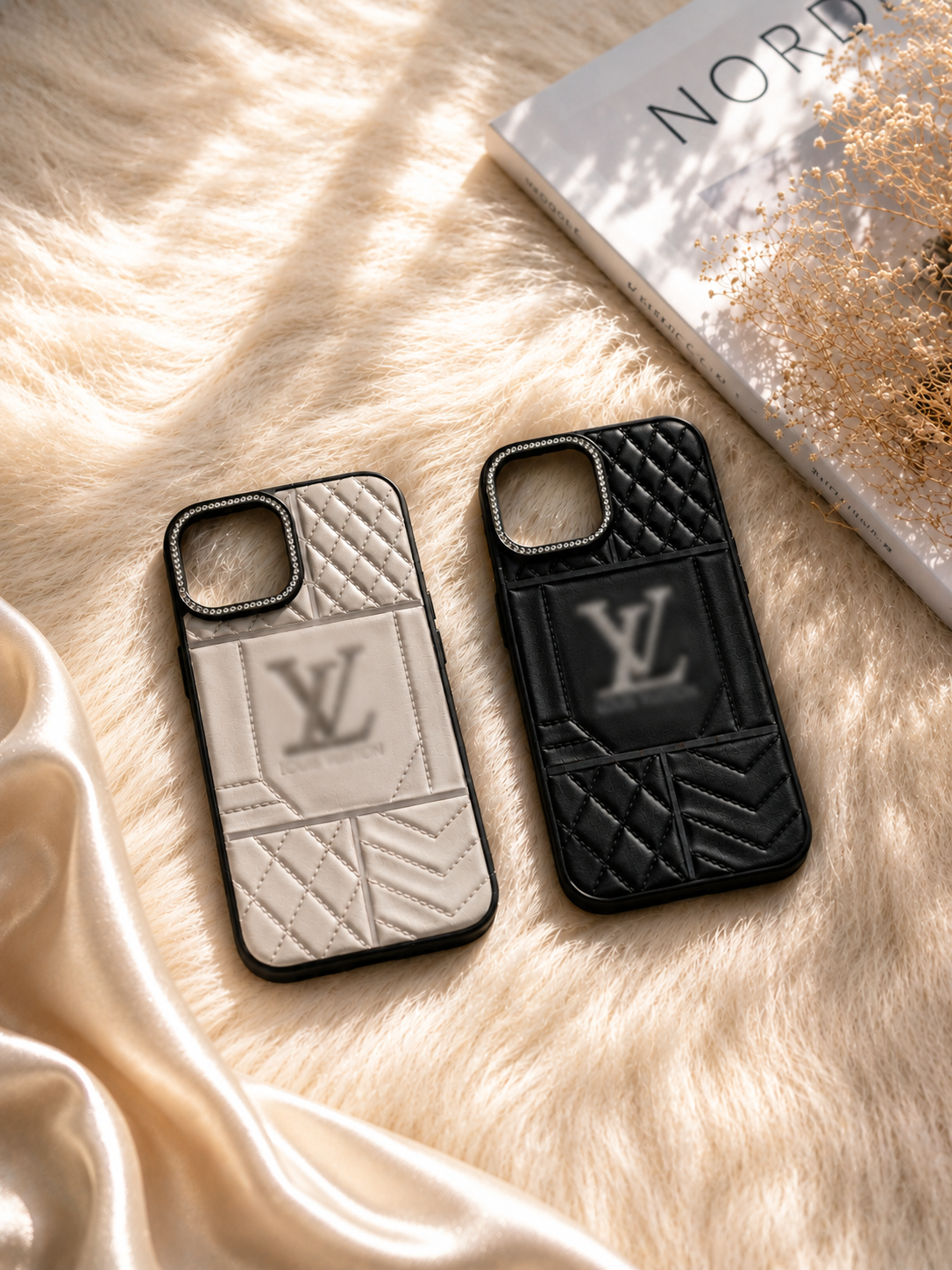Luxury Quilted Rhinestone Phone Case
