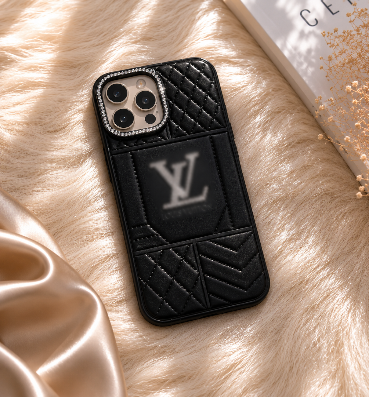 Luxury Quilted Rhinestone Phone Case