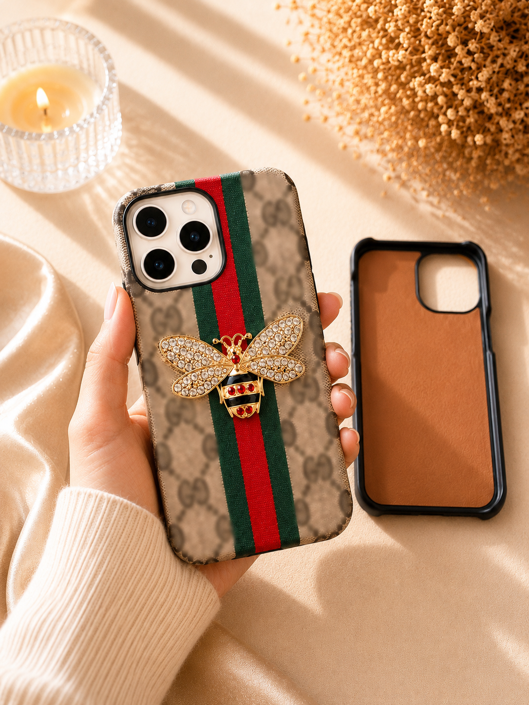 Crystal Bee Stripe Phone Case