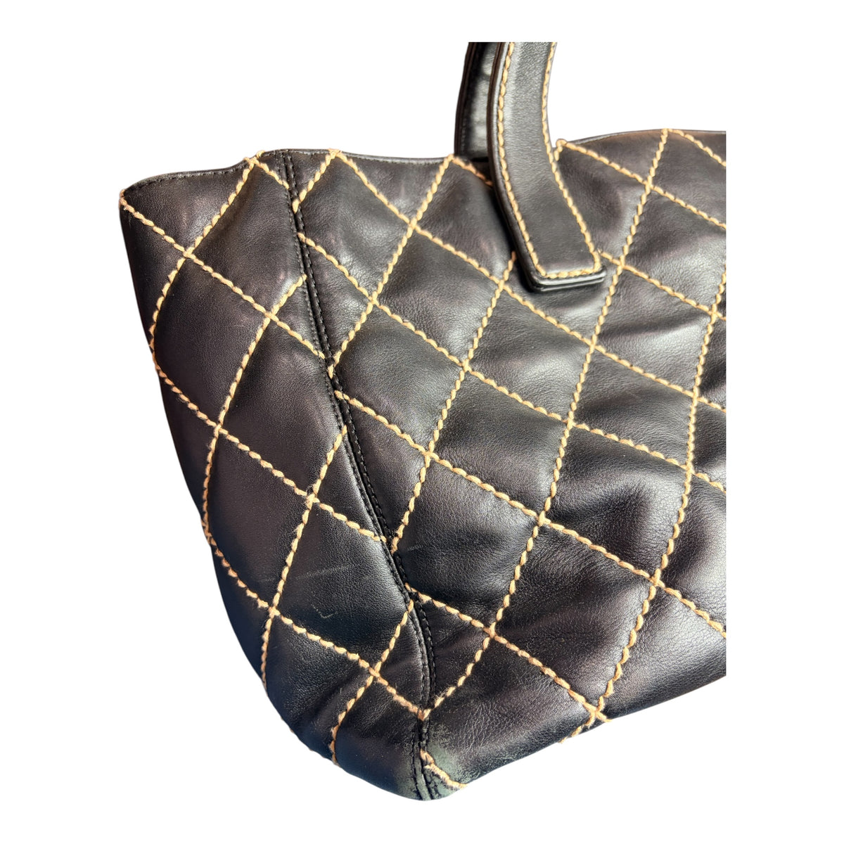 Authentic Chanel Wild Stitch Tote – Black Calfskin Leather