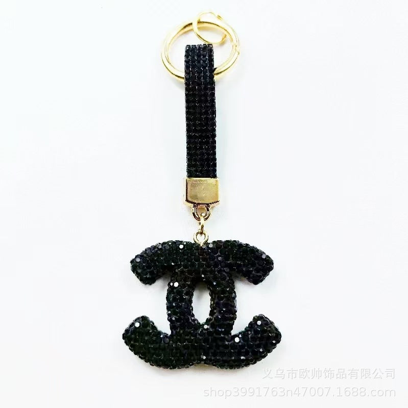 Crystal Double-C Fashion Keychain & Bag Charm – Multiple Colors