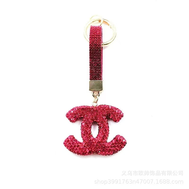 Crystal Double-C Fashion Keychain & Bag Charm – Multiple Colors