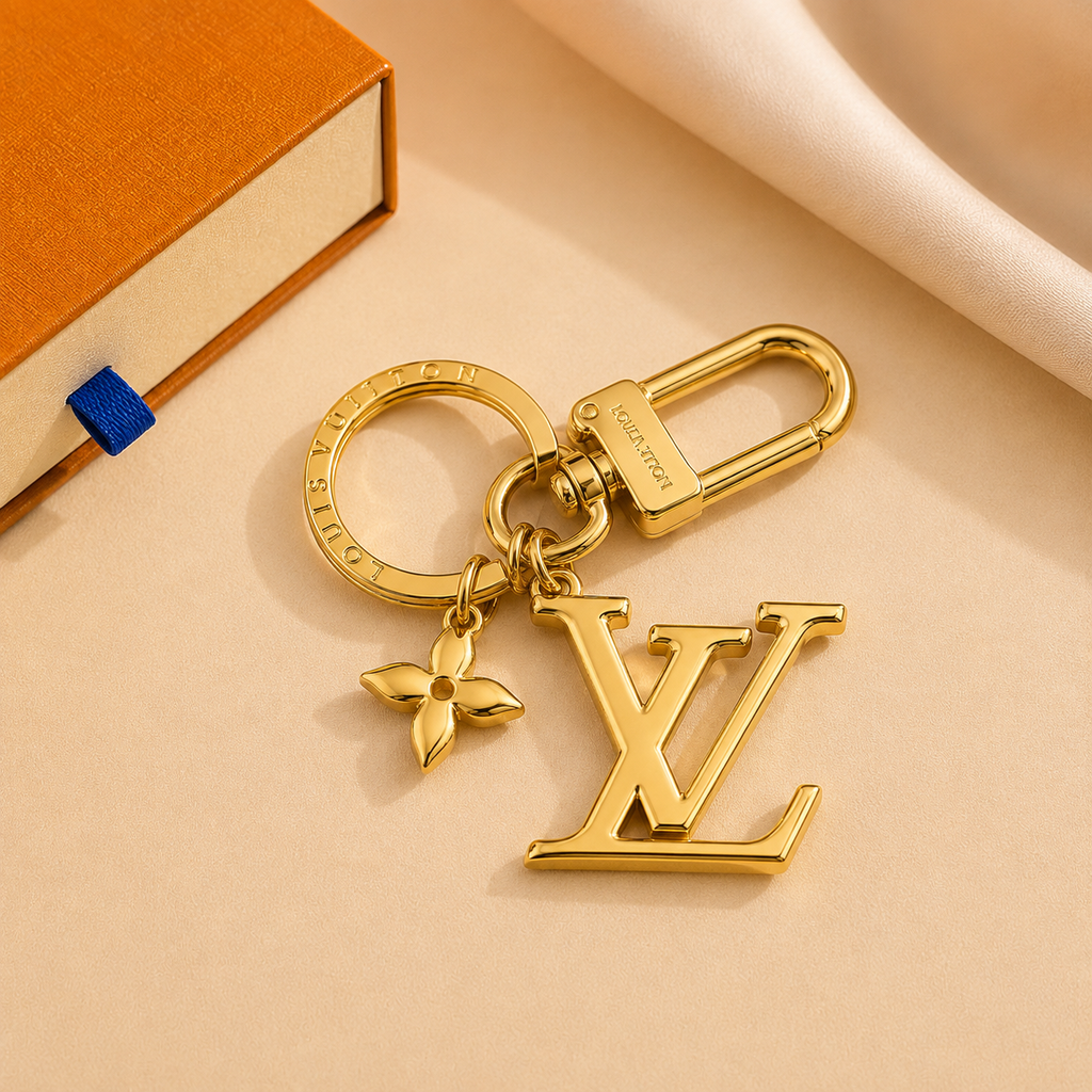 Polished Gold Monogram Fashion Keychain & Bag Charm
