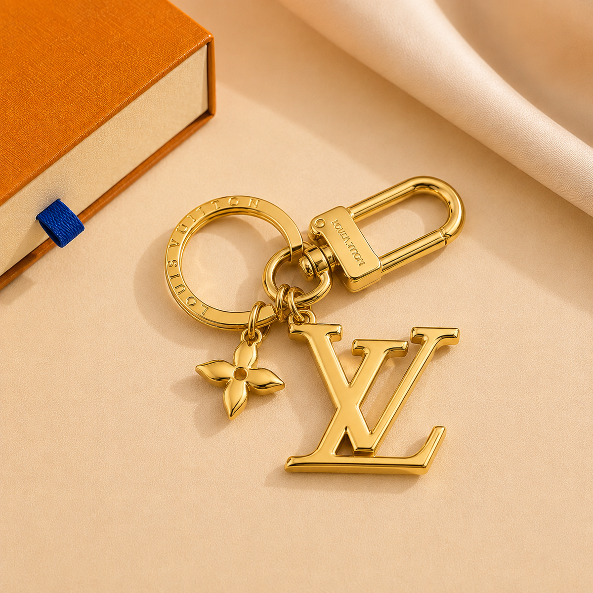 Polished Gold Monogram Fashion Keychain & Bag Charm