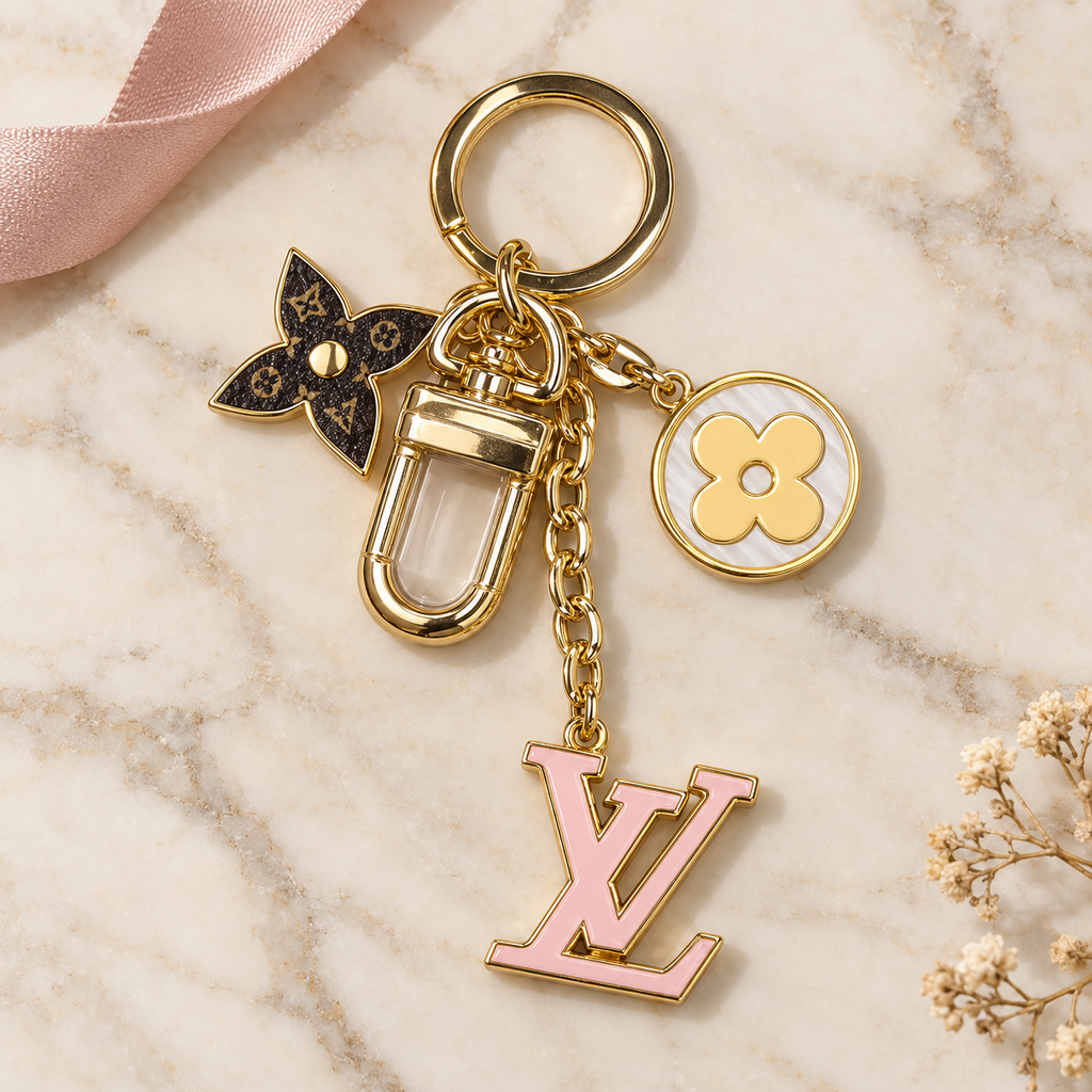 Blush Pink Floral Charm Fashion Keychain – Choice of Presentation