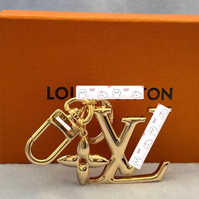 Polished Gold Monogram Fashion Keychain & Bag Charm