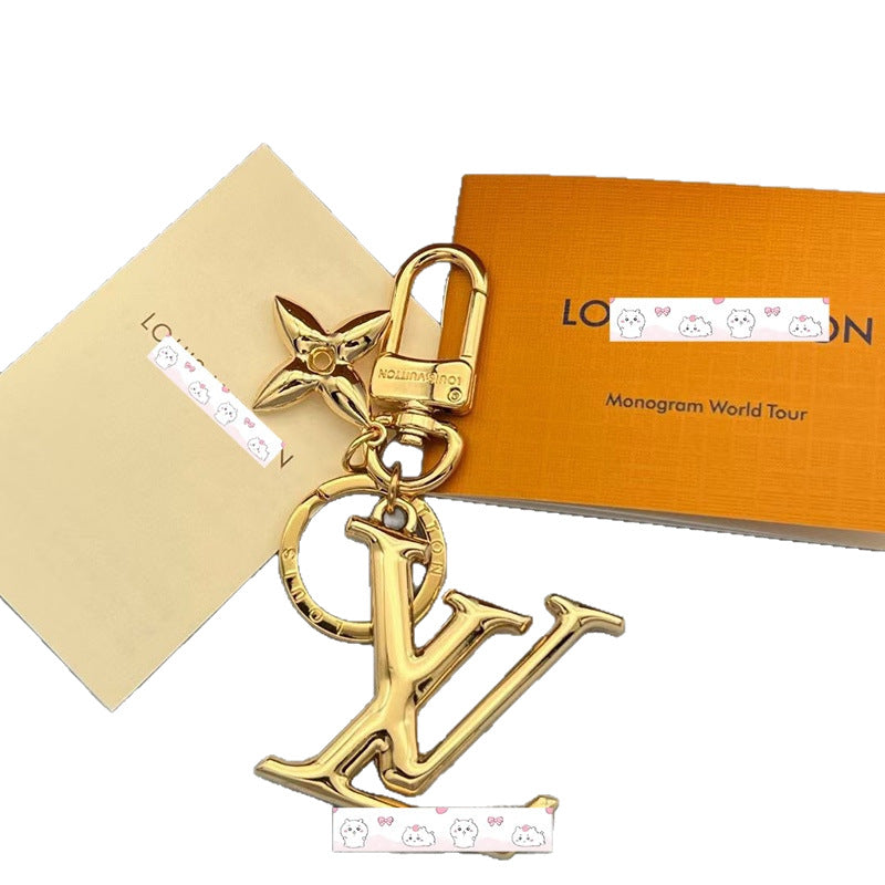 Polished Gold Monogram Fashion Keychain & Bag Charm