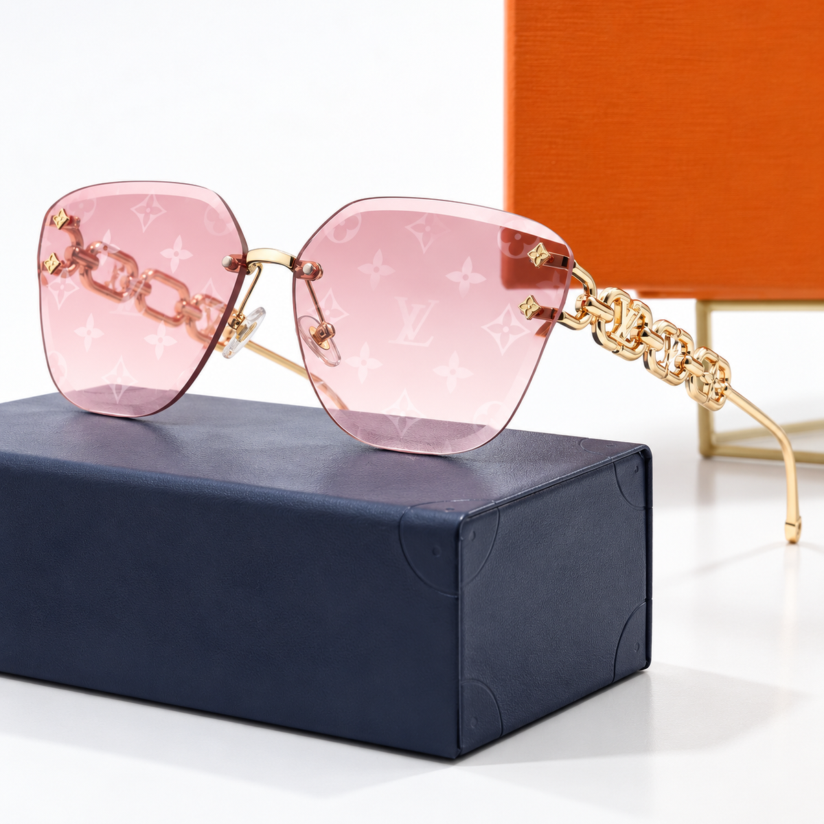 Fashion Frameless Monogram-Style Sunglasses – Multiple Colors
