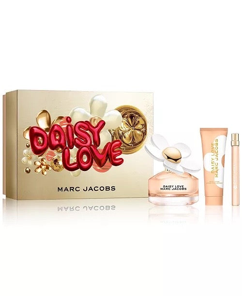 ✔️Marc Jacobs Daisy Love 3-Piece Gift Set (3.3 oz EDT + Travel Spray + Body Lotion)