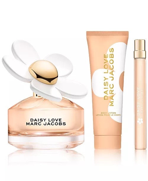 ✔️Marc Jacobs Daisy Love 3-Piece Gift Set (3.3 oz EDT + Travel Spray + Body Lotion)