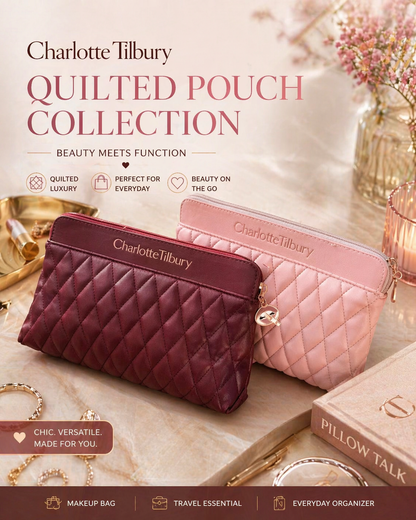 PREORDER DEPOSIT ONLY – Charlotte Tilbury Quilted Pouch Collection (2 Colors) | VIP GWP Edition Makeup Bag