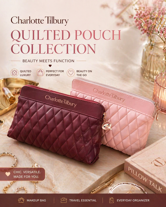 PREORDER DEPOSIT ONLY – Charlotte Tilbury Quilted Pouch Collection (2 Colors) | VIP GWP Edition Makeup Bag