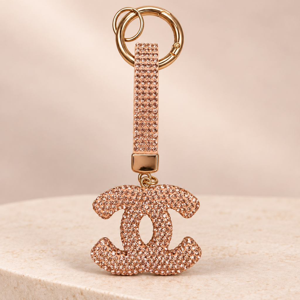 Crystal Double-C Fashion Keychain & Bag Charm – Multiple Colors
